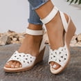 thumbnail image 1 of THDHVS Womens Wedge Sandals,Wedge Sandals for Women,Women's Perforated Slingback Sandals White 6, 1 of 6