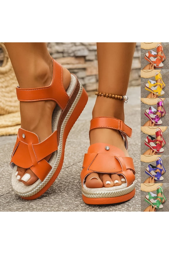 Wedge Sandals for Women,Womens Sandals Dressy,Solid Color Women's Peep Toe Beach Sandals with Flat Wedge Heel Purple