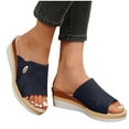 thumbnail image 1 of THDHVS Wedge Sandals for Women,Womens Wedge Sandals,Women's Fashion Casual Fish Mouth Spring and Summer Thick Bottom Wedge Sandals Dark Blue 6, 1 of 6