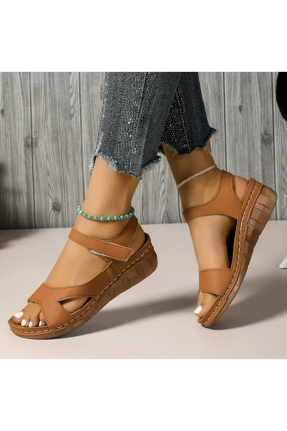 Womens Wedge Sandals,Wedge Sandals for Women,Women's Sandals Wedge Ankle Strap Open Toe Sandals Brown 7