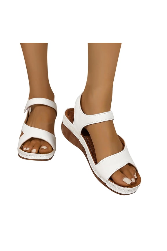 Womens Wedge Sandals,Wedge Sandals for Women,Women's Sandals Wedge Ankle Strap Open Toe Sandals White 9