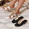thumbnail image 1 of THDHVS White Sandals woman,Womens Sandals,Women Solid Color Low Heel Slides Round Toe Lightweight for Beach Outings White, 1 of 10