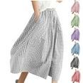 thumbnail image 1 of THDHVS Wide Leg Pants Woman,Casual Pants for Women,Plaid Wide Leg Cropped Pants Capri Length Elastic Waist with Pockets Pink, 1 of 6