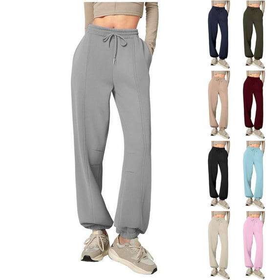 THDHVS Wide Leg Sweatpants Women,Sweatpants Women,Casual Womens Sweatpants Baggy Wide Fleece Straight Leg Pants Navy M