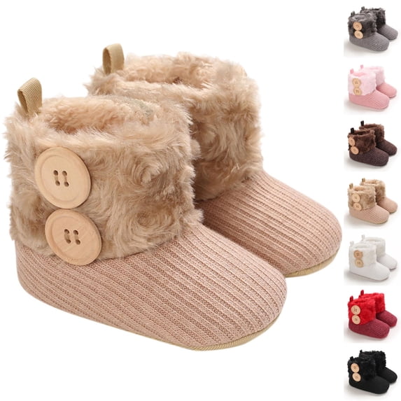 THDHVS Winter Boots for Girls, Kid's Shoes Snow Boots for Boys and Girls Warm Toddler Soft Soled Shoes Gray 9-12 Months