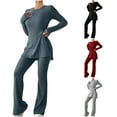 thumbnail image 1 of THDHVS Sets for Women,Womens Sets 2 Piece Outfits,Lounge Sets for Women Two Piece Travel Knit Outfits Sweatsuits 2 Piece Fashion Trendy Set Wine S, 1 of 7