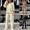 thumbnail image 1 of THDHVS Sets for Women,Womens Sets 2 Piece Outfits,Women's 2 Piece Outfits Long Sleeve Knit Sweater Top Wide Leg Pants Lounge Sets Tracksuits Black 3XL, 1 of 8