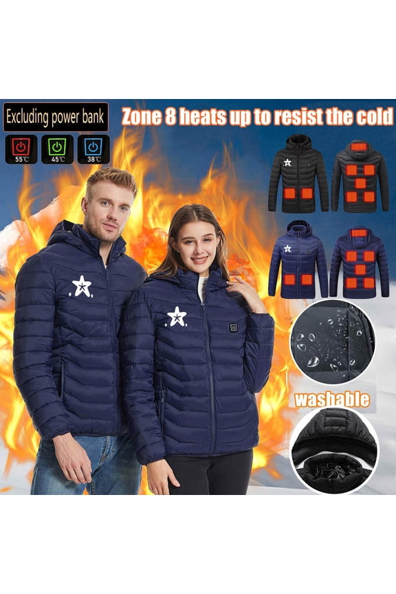 Winter Coats for Women,Women's Coats,Unisex Smart Heating Jacket with USB Control and Removable Hood Thermal Coat Features Automatic Temperature Regulation Technology S