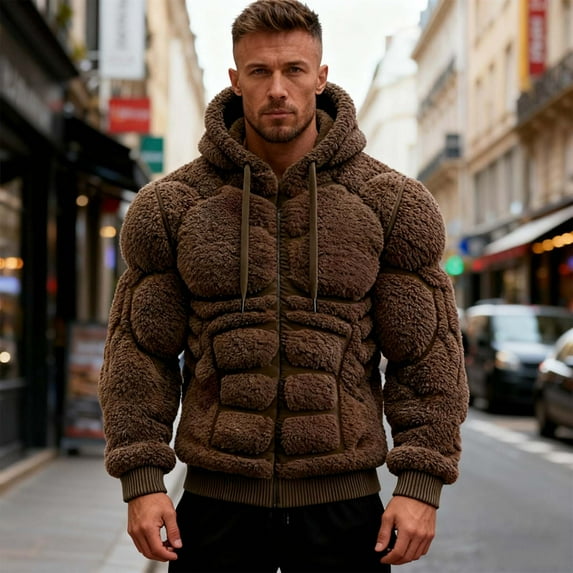 THDHVS Winter Coats for Men,Mens Jacket,Men Solid Color Zip Up Hooded Jacket Long Sleeve Casual Outerwear
