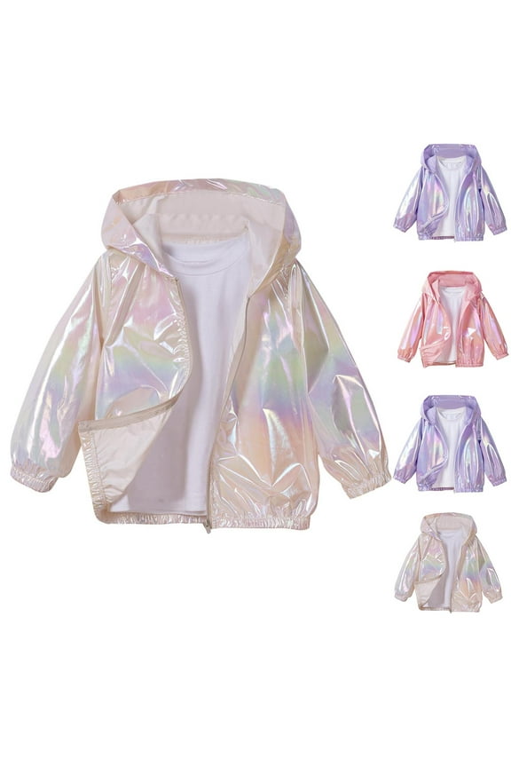 Winter Jackets for Girls,Girls Winter Jacket,Spring Girls' Thin Coat Colorful Cool Hooded Zipper Beige 3-4 Years