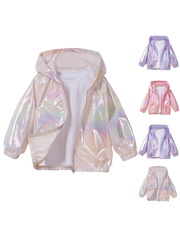 Winter Jackets for Girls,Girls Winter Jacket,Spring Girls' Thin Coat Colorful Cool Hooded Zipper Beige 7-8 Years