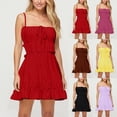 thumbnail image 1 of THDHVS Women's Casual Dresses,Summer Dresses for Women 2025,Fashion Women Summer Casual Sleeveless Solid Camis Backless High Waist Mini Dress Black S, 1 of 5