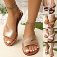 thumbnail image 1 of THDHVS Women's Sandals,Flat Sandals for Women,Women Solid Color Gladiator Sandals Slip On Round Toe Open Toe Comfortable Casual Rose Gold, 1 of 8