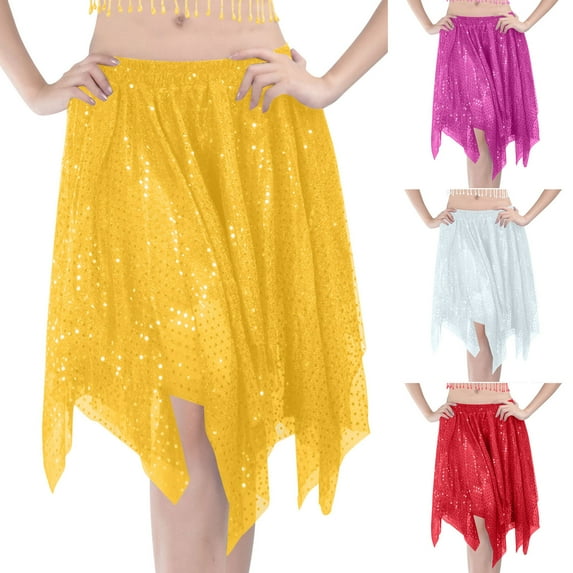 THDHVS Women's Skirts,Women Sequin Dance Skirt Solid Color Performance with Allover Sparkle for Stage Show Cheerleading Competition or Fashion Party Wear,Skirts for Women Trendy