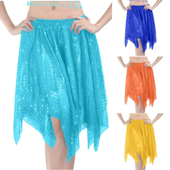 THDHVS Women's Skirts,Women Sequin Dance Skirt Solid Color Performance with Allover Sparkle for Stage Show Cheerleading Competition or Fashion Party Wear,Skirts for Women Trendy