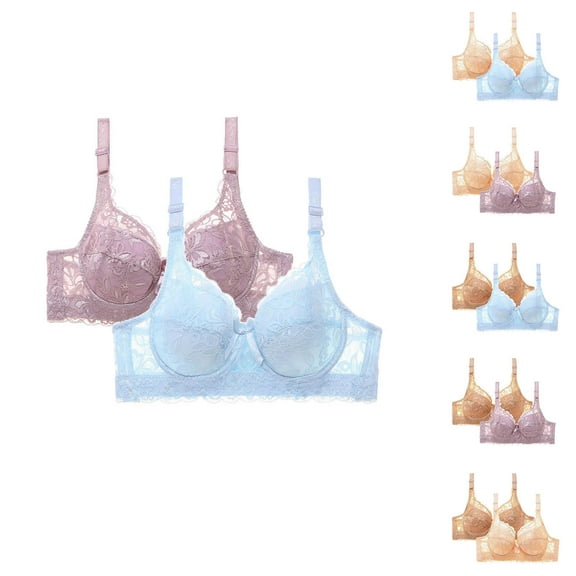 THDHVS Womens Bras,Push Up Bras for Women,2 Pack Underwire Bras Full Coverage Side Support for Lift and Shape Purple