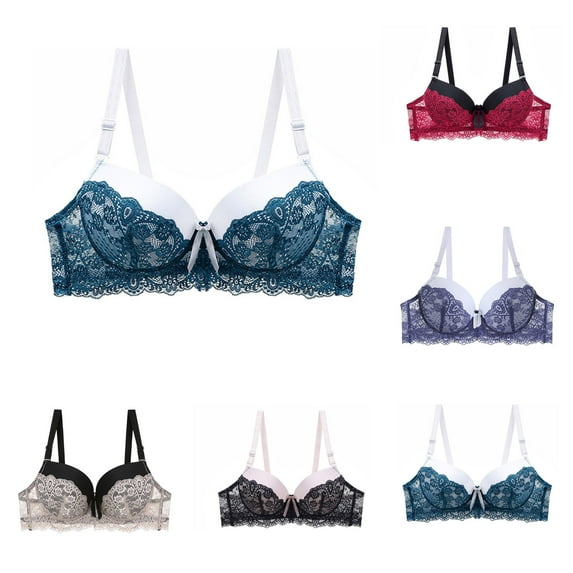 THDHVS Womens Bras,Push Up Bras for Women,Lace Bandeau Bra Strapless Sheer Bralette for Casual Wear Blue