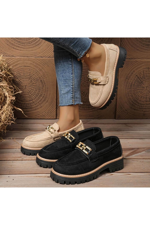 Womens Casual Shoes,Comfortable Dress Shoes for Women,Fashion and Casual Soft Sole Low Heel Versatile Breathable Solid Color Metal Chain One Foot Kick Shallow Mouth Lazy Shoe Beige