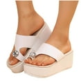 thumbnail image 1 of THDHVS Womens Dress Shoes,Sandals for Women 2025,Women's Fashion Casual Rhinestone Thick-Soled Toe Spring and Summer Wedge Sandals Silver 6.5, 1 of 6