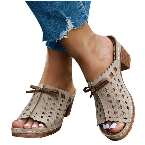 THDHVS Womens Dress Shoes,Sandals Women,Women's Fashion Casual Spring New Style Fish Mouth Open Toe Thick Heel High Heel Sandals Khaki 8.5