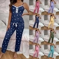 thumbnail image 1 of THDHVS Womens Pajama Sets,Lounge Sets for Women,Women Print Strappy Pajama Set with Pants for Fashion Home Wear and Relaxation Green M, 1 of 7