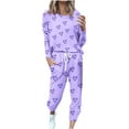 thumbnail image 1 of THDHVS Womens Pajamas,Lounge Sets for Women,Women Casual Matching Set Long Sleeve Crewneck Print Top with Comfortable Lounge Pants Two Piece Outfit, 1 of 5