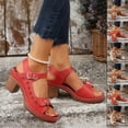 thumbnail image 1 of THDHVS Womens Sandals Comfortable Dressy,Casual Shoes for Women,Fashion Adjustable Ankle Strap Peep Toe Elevator Pumps with Chunky Block Heel Red, 1 of 7