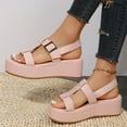 thumbnail image 1 of THDHVS Wedge Sandals for Women,Womens Wedge Sandals,Women's Fashion Casual Summer New Style Solid Color Thick Bottom Beach Fish Mouth Wedge Sandals Pink 7.5, 1 of 6