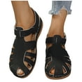 thumbnail image 1 of THDHVS Women's Sandals,Flat Sandals for Women,Fashion Women Casual Round Head Comfy Beach Casual Sandals Shoes Black 7, 1 of 6