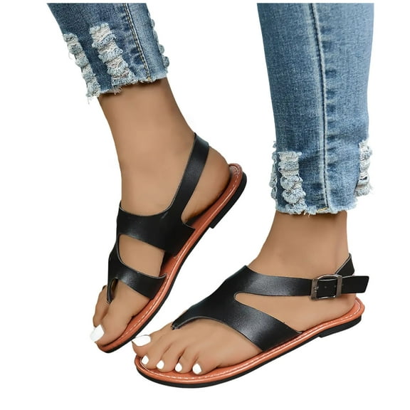 THDHVS Womens Dress Shoes,Sandals Women,Fashion Women Casual Round Head Comfy Sandals Beach Casual Shoes Black 7