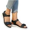 thumbnail image 1 of THDHVS Women's Sandals,Flat Sandals for Women,Women's Fashion Casual Spring Solid Color Open Toe Thick Bottom Flat Sandals Black 5.5, 1 of 6