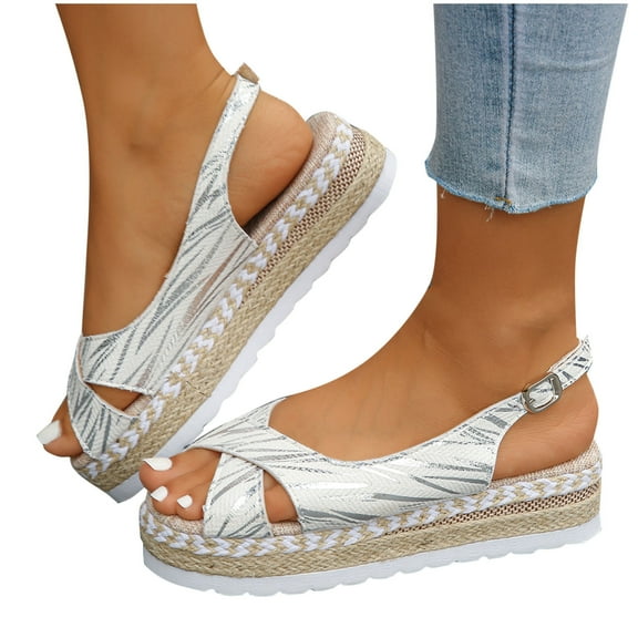 THDHVS Beach Sandals for Woman,Womens Sandals,Women's Fashion Casual Summer New Beach Fish Mouth Thick Bottom Sandals Beige 5.5