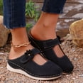 thumbnail image 1 of THDHVS Wedge Sandals for Women,Womens Wedge Sandals,Women's Fashion Casual Summer Thick-Soled Wedge Heel Hollow Comfortable Breathable Sandals Black 6.5, 1 of 6