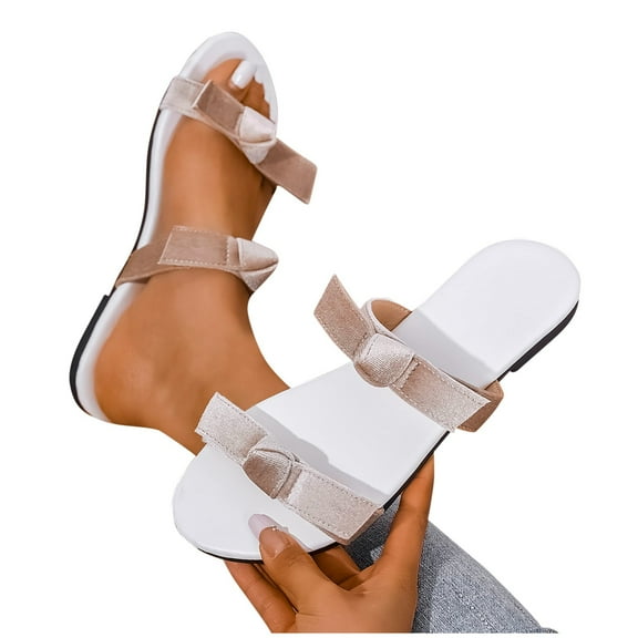 THDHVS Womens Sandals Comfortable,Womens Sandals,Women's Casual Breathable Spring and Summer Hollow Broadband Flat Sandals Gold 10