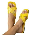 thumbnail image 1 of THDHVS Womens Sandals Comfortable,Womens Sandals,Women's Fashion Casual Square Toe Wrap-Around Spring and Summer Flat Sandals Yellow 9.5, 1 of 6