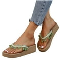 thumbnail image 1 of THDHVS Womens Sandals Comfortable,Womens Sandals,Women's Fashion Casual Tassel Bohemian Spring and Summer Wedge Heel Sandals Green 7, 1 of 5