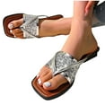 thumbnail image 1 of THDHVS Women's Sandals,Flat Sandals for Women,Women's Fashion Casual Woven Sequined Spring and Summer Flat Slippers Silver 8.5, 1 of 5