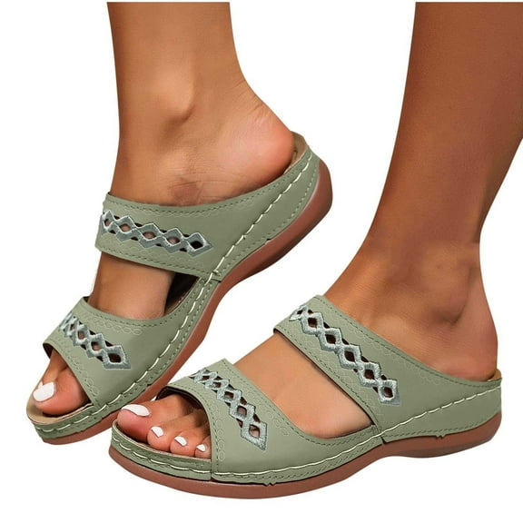 THDHVS Womens Sandals Comfortable,Womens Sandals,Women's Fashionable Casual Comfortable and Versatile Spring and Summer Large-Size Wedge-Heeled Sandals Green 7