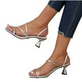 thumbnail image 1 of THDHVS Womens Sandals Dressy Lady's Casual Thin Strap Spring and Summer Square Head Breathable Open Toe High Heels Silver, 1 of 5
