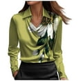 thumbnail image 1 of THDHVS Womens Shirts,Tops for Women Trendy,Womens V Neck Flower Long Sleeve Tops Casual Loose Puff Sleeve Boho Work Blouse Dressy T Shirts Green XL, 1 of 6