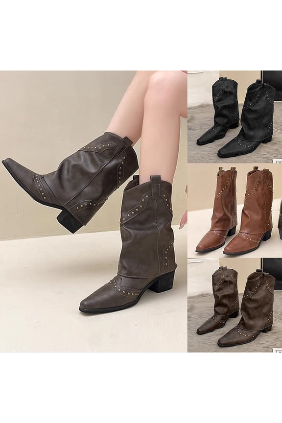 Womens Shoes,Ankle Boots for Women,Fashion Casual Chimney Boots High-Cut Boots Versatile Western Cowboy Boots Knight Boots and Long Boots for Women Black