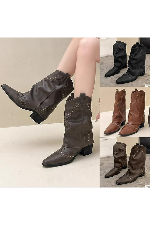 Womens Shoes,Ankle Boots for Women,Fashion Casual Chimney Boots High-Cut Boots Versatile Western Cowboy Boots Knight Boots and Long Boots for Women Brown