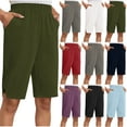 thumbnail image 1 of THDHVS Womens Shorts Casual,Bermuda Shorts for Women,Solid Color Linen Look Shorts Elastic Waist with Pockets Bermuda Length Blue, 1 of 10
