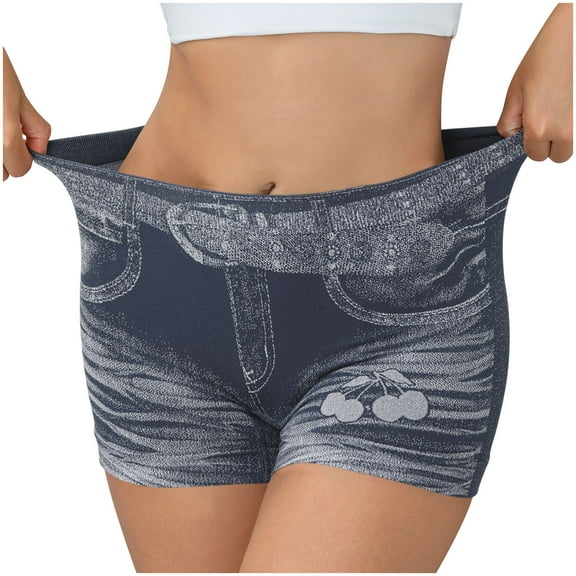 THDHVS Womens Shorts,Casual Shorts for Women,Womens Jean Shorts High Waisted Summer Stretchy Casual Pull On Beach Elastic Waist Denim Shorts with Pockets Blue XL
