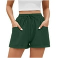 thumbnail image 1 of THDHVS Womens Shorts,Casual Shorts for Women,Womens Solid Linen Casual Shorts High Waisted Shorts Summer Flowy Beach Drawstring Shorts Army Green XL, 1 of 7