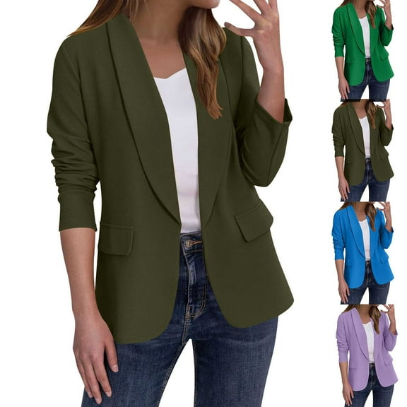 THDHVS Womens Winter Jacket,Winter Coats for Women,Women's Solid Color Blazer with Notch Collar and Long Sleeve Casual Versatile Jacket Transitions Seamlessly From Office To Everyday Wear