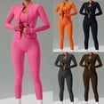 thumbnail image 1 of THDHVS Workout Sets for Women,Matching Sets Women Clothing,Women 3pc Long Sleeve Workout Jumpsuit Zip Up Sweatshirts Legging Sweatpants Orange L, 1 of 6