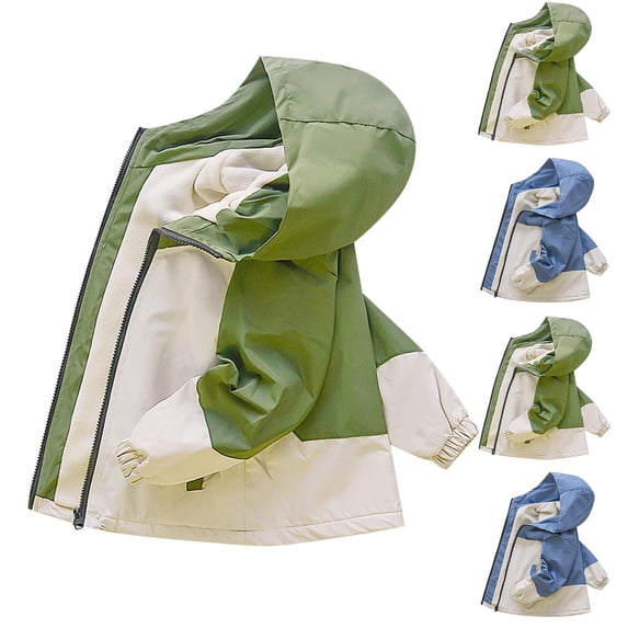 THDHVS Zip Up Hoodie,Boys Jacket,Girls Boys Rain Jackets Waterproof Hoodie Kids Raincoats Lightweight Breathable Windbreakers Green 4-5 Years
