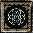 thumbnail image 1 of THE ART BOX Altar Cloth Tarot Cards Table Napkins Witchcraft Supplies Black Gold Tablecloth Square Alter Pagan Spiritual Celestial Deck Cloth With Fringes , Tripple Moon , 18x18 Inch, 1 of 4