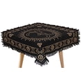 thumbnail image 1 of THE ART BOX Altar Cloth Tarot Cards Table Napkins Witchcraft Supplies Black Gold Tablecloth Square Alter Pagan Spiritual Celestial Deck Cloth With Fringes , Omm , 24x24 Inch, 1 of 4